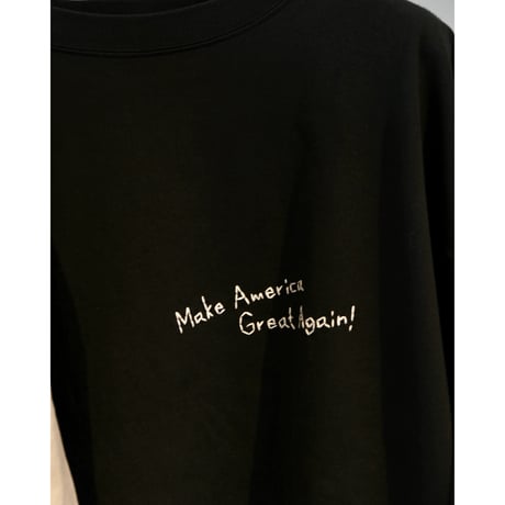 remi relief SP加⼯25/天竺T(刺繍：Make America Great Again！)