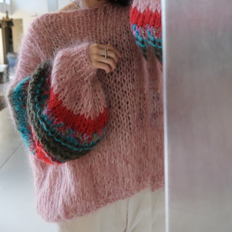 LES TRICOTSD'O　レトリコドール    Mohair Pullover Round Neck  Pink Melange