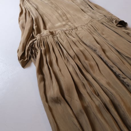 suzuki takayuki　dropped torso dress　Kahki　A221-20