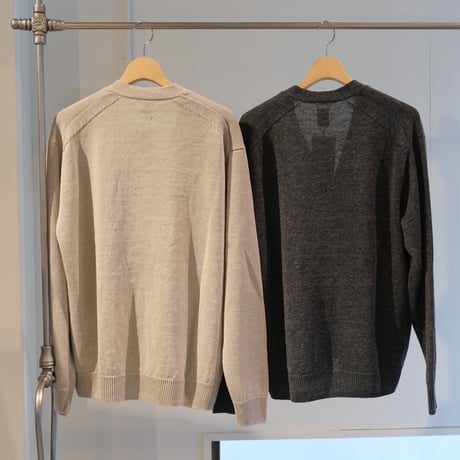 BATONER　Men WASHED HIGH COUNT LINEN V CARDIGAN BN-24SM-022