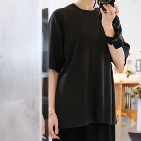 BATONER  Men   TWIST SILK WOOL SHORT SLEEVE CREW NECK    BN-24FM-001