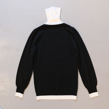 SINME バイカラータートルニット  S21AW-14    ブラック × ホワイト