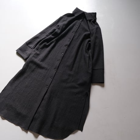 SINME　ウールガーゼシャツワンピース ブラック　S23AW-02
