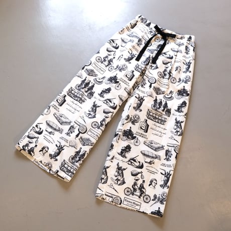 THOMASMAGPIE　オリジナルテキスタイルワイドパンツ【2221305】WHITE