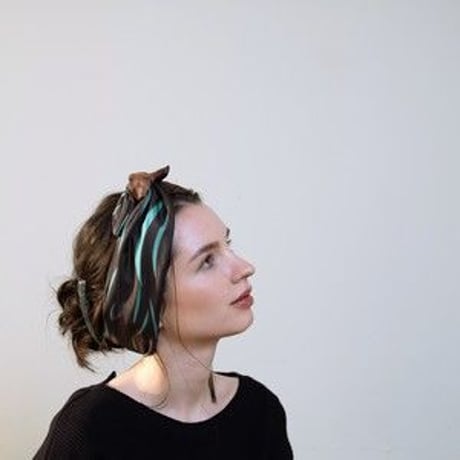 YARN&COPPER     Silk headband 　'Sea bed'　 green ヘッドスカーフ