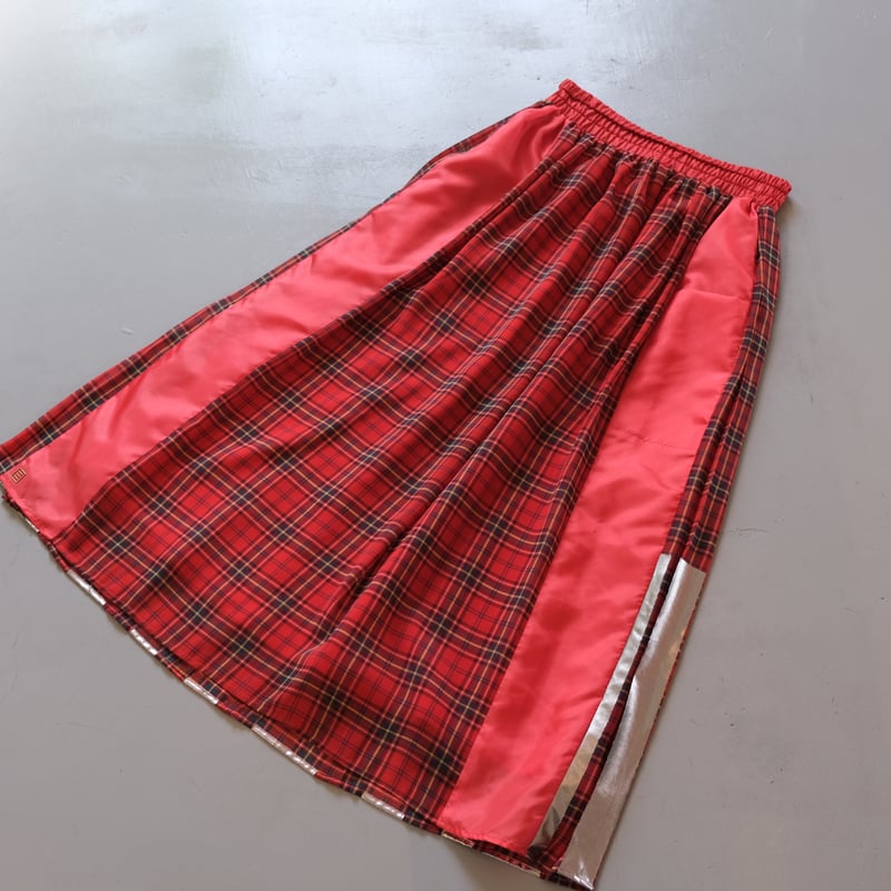 2024春の新作 NAKAGAMI チェック柄シフォンスカート（red) geep | N0324S0008 スカート