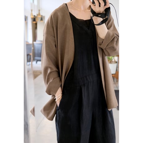 SINME  ノーカラージャケット  SS16-06   カーキ