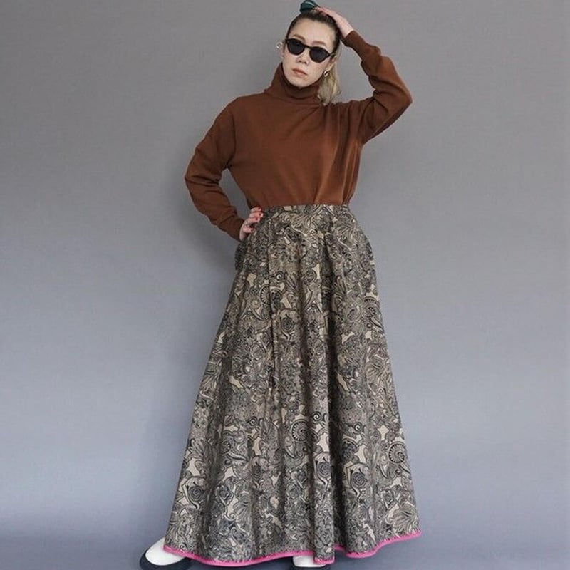 THOMAS MAGPIE zentangle print long skirt【2213
