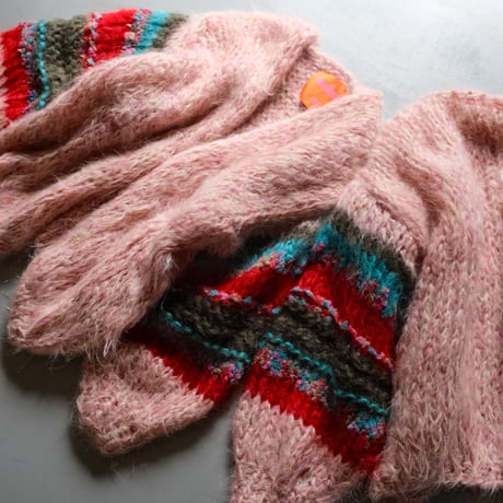 LES TRICOTS D’O    モヘヤ ショートカーディガン 　pink melange　Ｈ-AW23-M-4000-CS