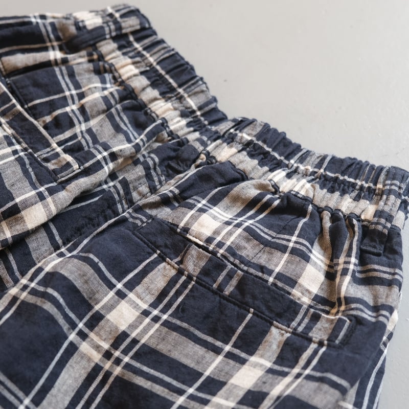 HARVESTY リネン チェック柄 クロップドサーカスパンツ A12110