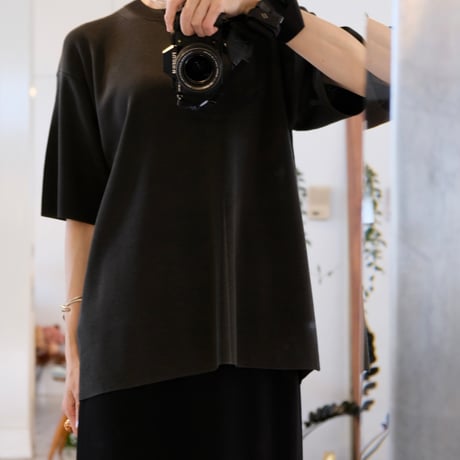 BATONER  Men   TWIST SILK WOOL SHORT SLEEVE CREW NECK    BN-24FM-001