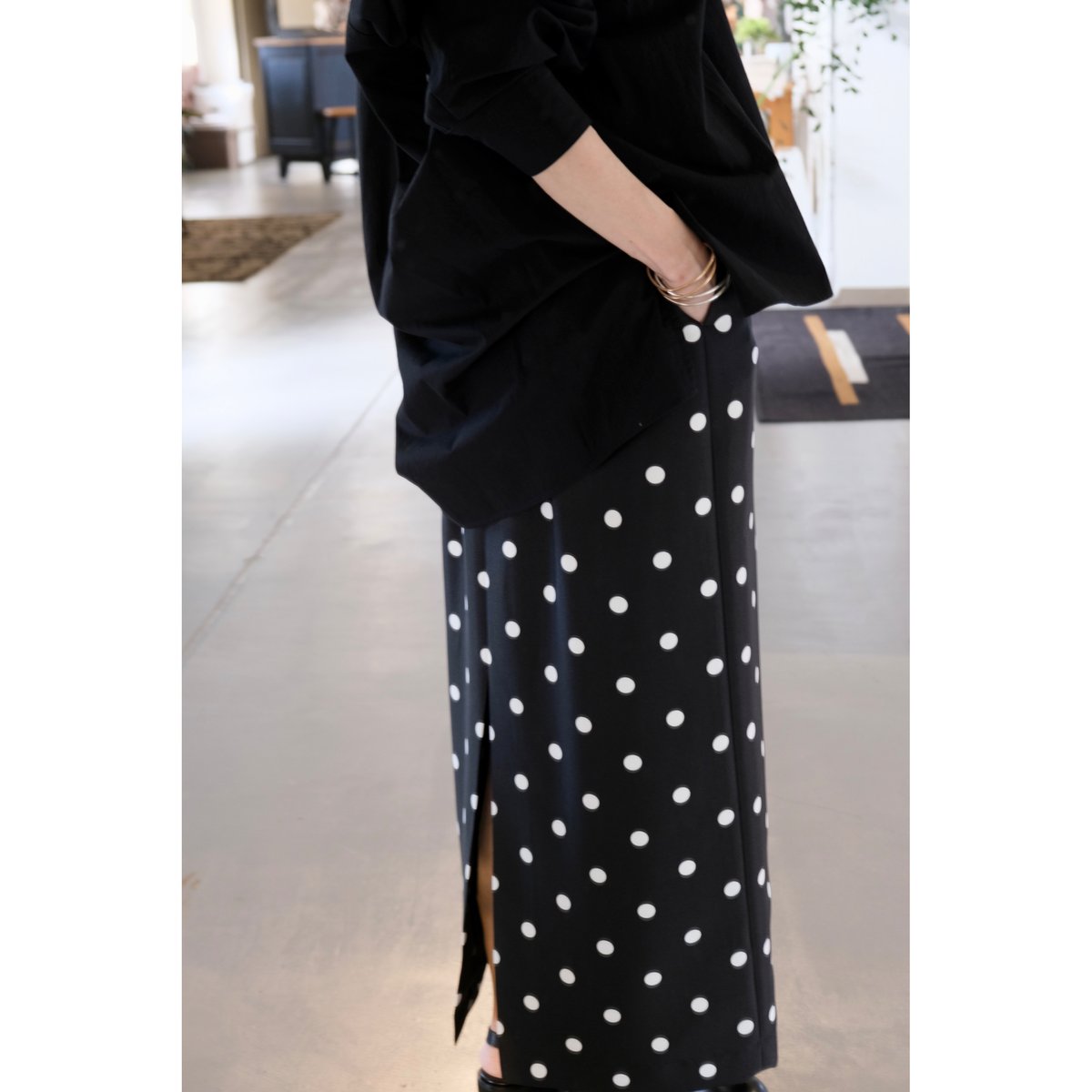 sinme ドットタイトスカート ロング丈 SINME ドットタイトスカート SS15-04 | geep