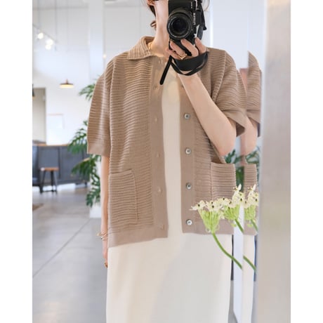 BATONER  MEN  SUMMER KNIT POLO CARDIGAN SHORT SLEEVE　 BN-26SM-066