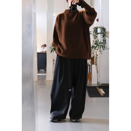 BATONER Woman CASHMERE FOX BOAT NECK FINGERHALL BROWN