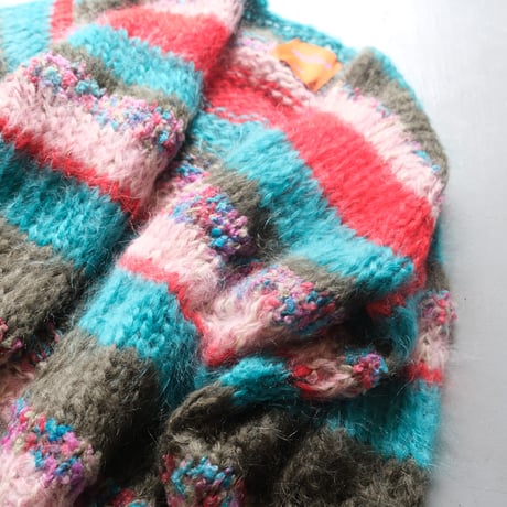 LES TRICOTS D’O    モヘヤ ショートカーディガン 　pink melange striped　H-AW23-M-4000-CS-STR