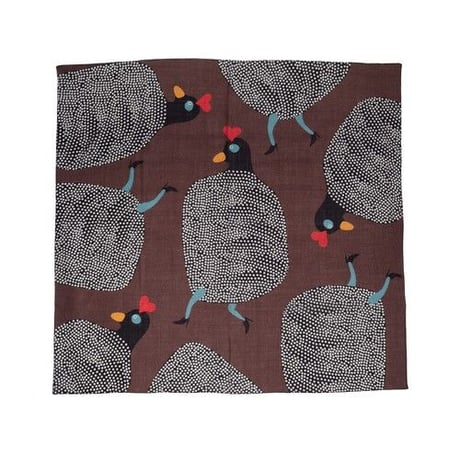 YARN&COPPER　Merino Wool 'Running Hens' brown 正方形スカーフ