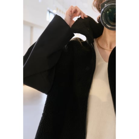 VACHEMENT  Taffeta X Boa Reversible Coat