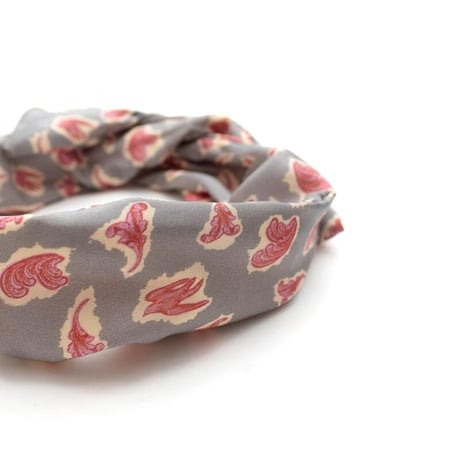 YARN＆COPPER　Silk headband 'Victorian Paisley' stone grey ヘッドスカーフ