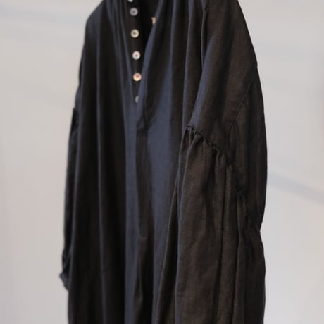 suzuki takayuki 　puff-sleeve dress　navy　S221-20