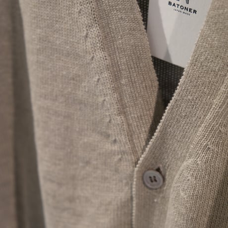 BATONER　Men WASHED HIGH COUNT LINEN V CARDIGAN BN-24SM-022