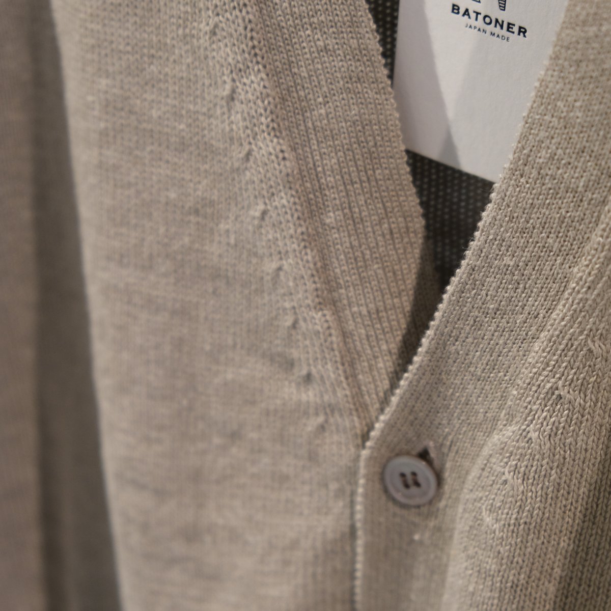 トップス BATONER WAHSED HIGH COUNT LINEN CARDIGAN BATONER Men WASHED HIGH COUNT LINEN V CARDIGAN