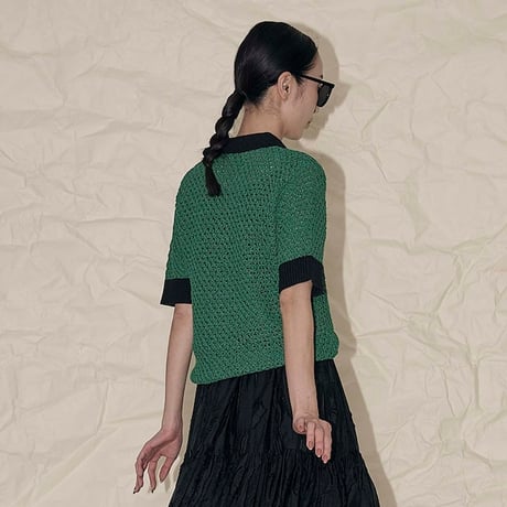 THOMAS　MAGPIE　collared mesh top【2242710】