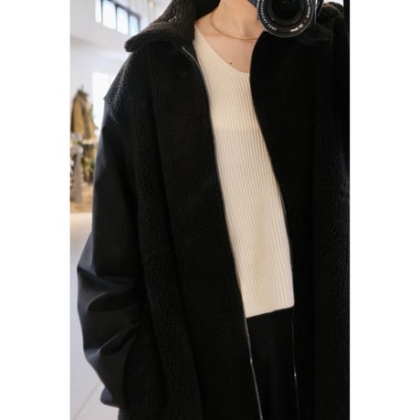 VACHEMENT  Taffeta X Boa Reversible Coat