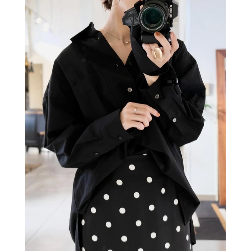 【美品】SEESEE プルオーバー　シャツ　ジャケット　ブラック　L シーシー SINME Wポケットシャツ SS15-01 | geep