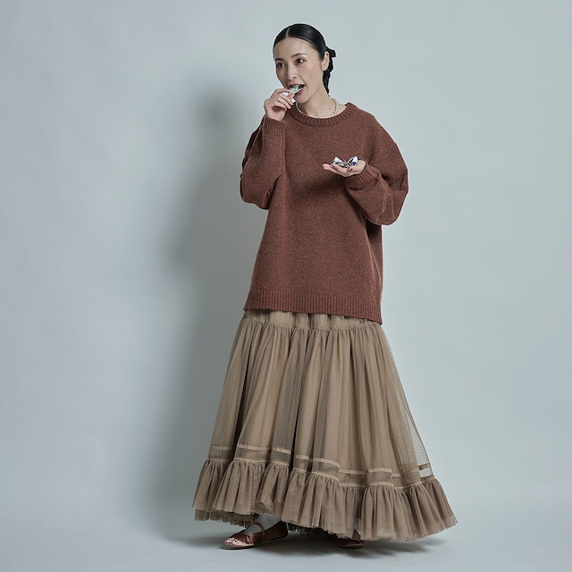 トーマスマグパイ　チュール　バレリーナ　スカート　イントキシック　ブラウン　茶色 THOMAS MAGPIE I'VE EATEN YOUR CHOCOLATE knit【22