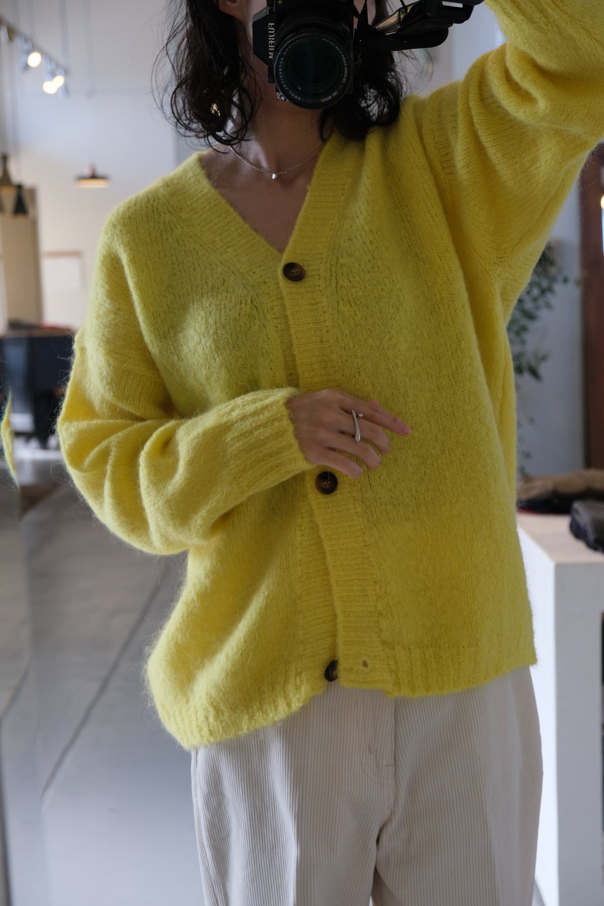 60s mohair cardigan yellow 格子柄 モヘアカーディガン 【公式通販】
