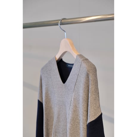 NAKAGAMI   カシミヤ混ニッチュニック  gray × navy
