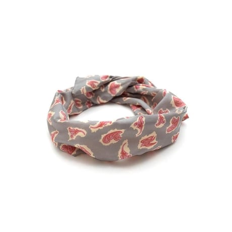 YARN＆COPPER　Silk headband 'Victorian Paisley' stone grey ヘッドスカーフ