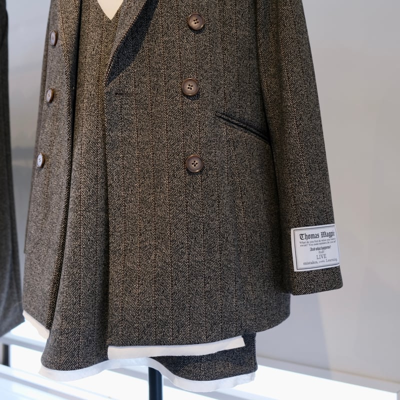 intoxic. - 新品26400円THOMAS トーマスマグパイ ヘリンボーン茶チャイナジャケット Thomas magpie herringbone tailored jacket 22
