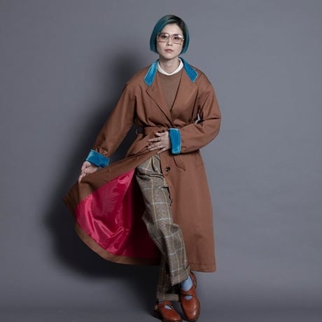 THOMAS  MAGPIE    back line coat　BROWN×TURQUOISE　【2213205】