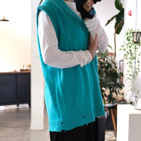 THOMAS MAGPIE　damage knit vest【2223708】