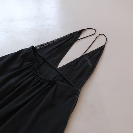 SINME　キャミソールワンピース ブラック×ブラックレース　S23SS-14-02