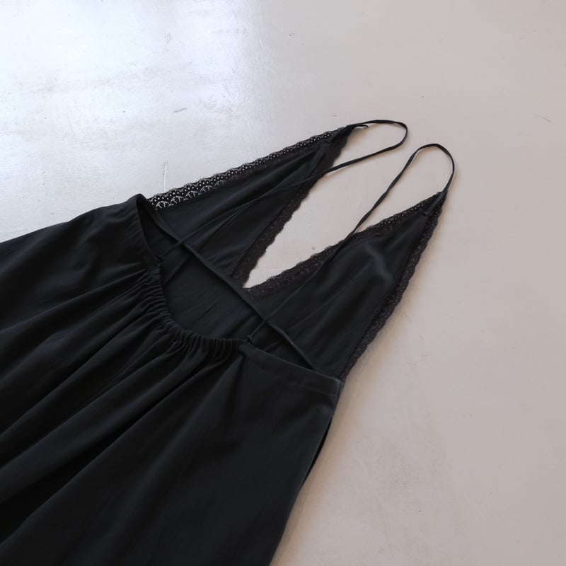 SINME キャミソールワンピース ブラック×ブラックレース S23SS
