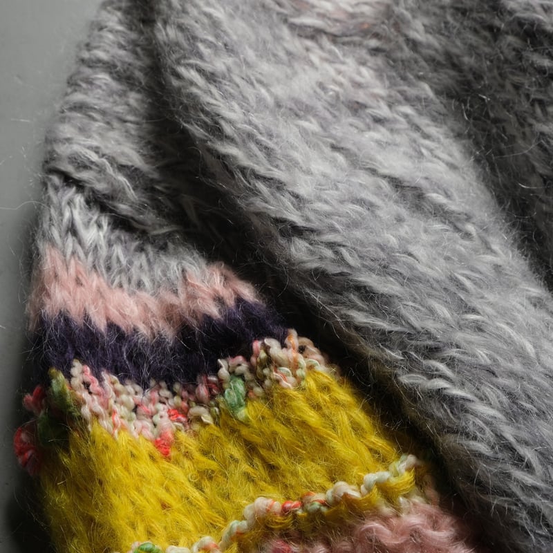 LES TRICOTS D'O モヘヤ Vネックプルオーバー gray melange