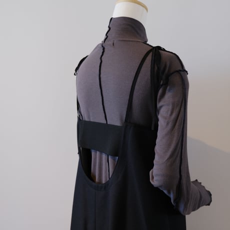 NAKAGAMI　N0222A0035　プリーツ切替スリップドレス　BLACK