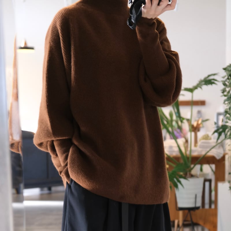 BATONER Woman CASHMERE FOX BOAT NECK FINGERHALL