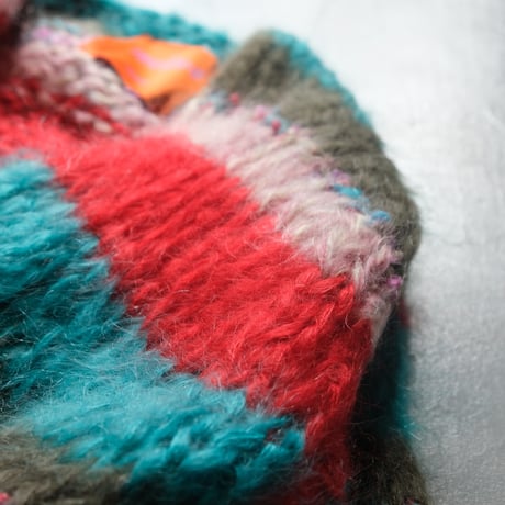 LES TRICOTS D’O    モヘヤ ショートカーディガン 　pink melange striped　H-AW23-M-4000-CS-STR