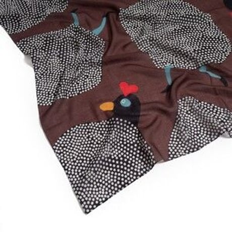 YARN&COPPER　Merino Wool 'Running Hens' brown 正方形スカーフ