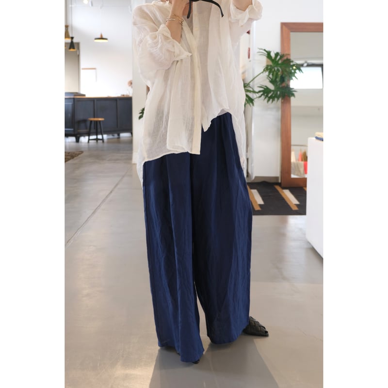 suzuki takayuki gathered pants Ⅱ dark blue |