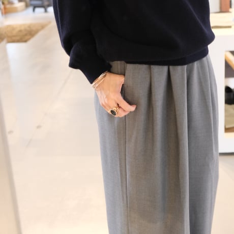 BATONER　Women  DRY WOOL PIQUE TWO TUCK WIDE PANT　GRAY　BN-22FL-010
