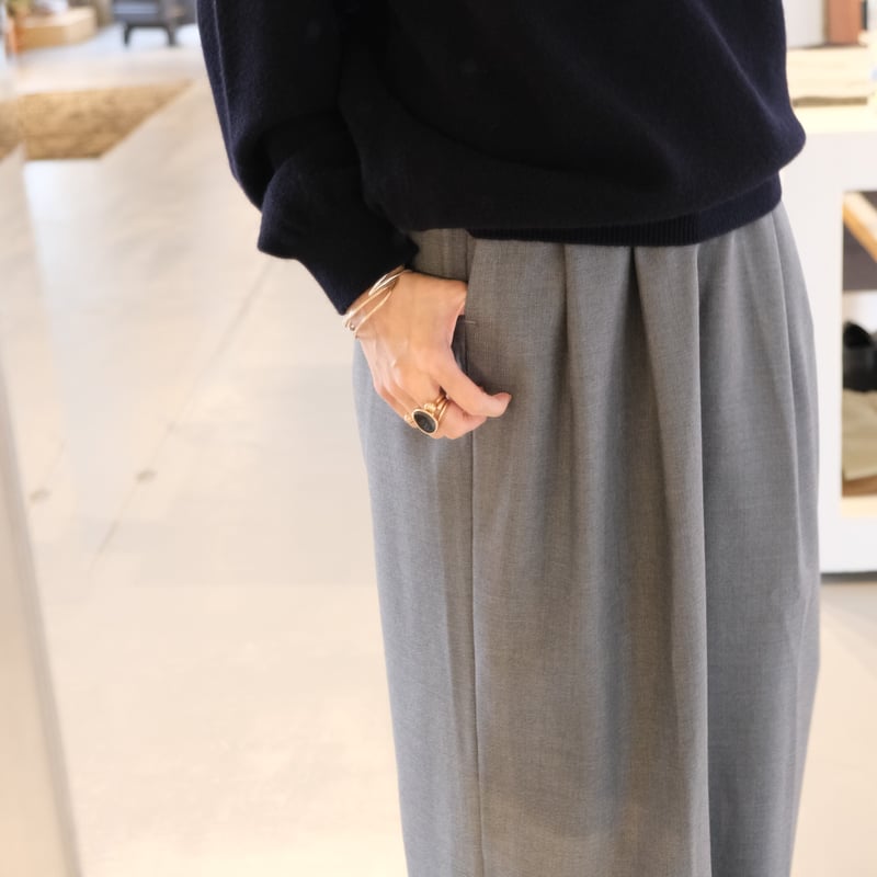 BATONER Women DRY WOOL PIQUE TWO TUCK WIDE PAN