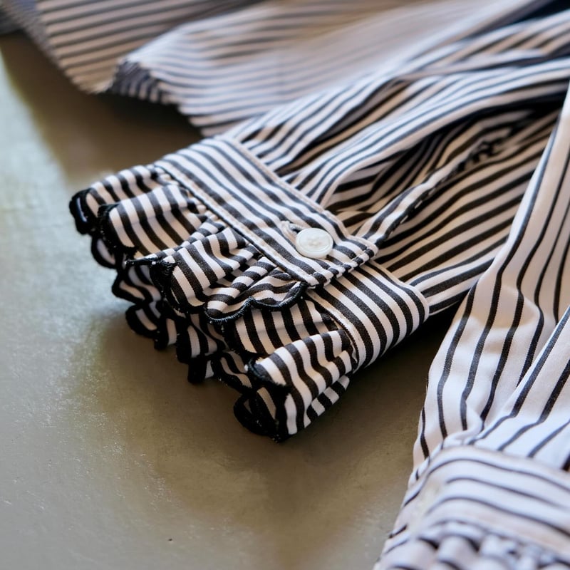 SINME スカラエンブロイダリーシャツ ホワイト×ブラック SS15-22 SINME スカラエンブロイダリーシャツ ホワイト×ブラック SS15-22