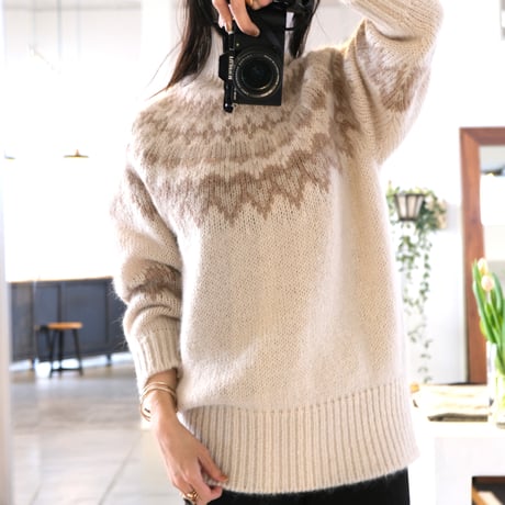BATONER   　Women MOHAIR NORDIC TURTLE NECK TUNIC   Ivory　BN-22FL-049