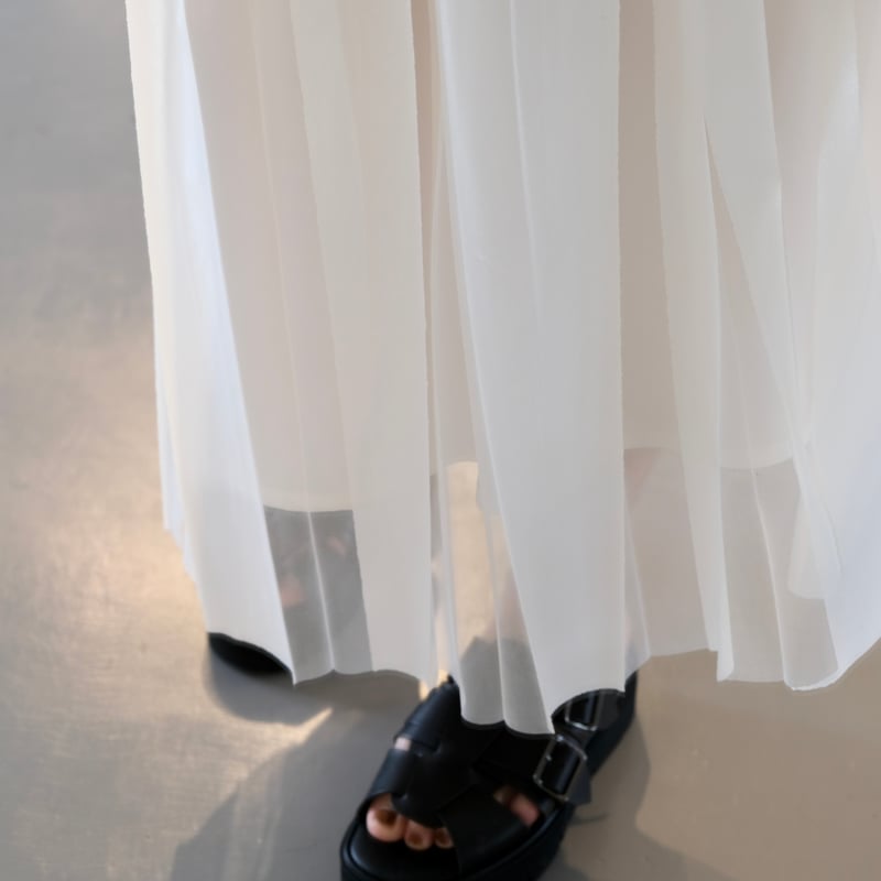 nakagamiナカガミ ラバープリント・ハンドプリーツスカート ホワイト 白 ラバープリント・ハンドプリーツスカート (white) | 【公式