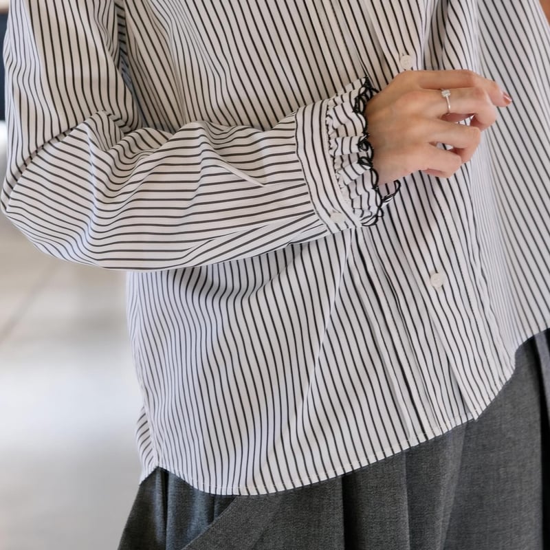 SINME スカラエンブロイダリーシャツ ホワイト×ブラック SS15-22 SINME スカラエンブロイダリーシャツ ホワイト×ブラック SS15-22