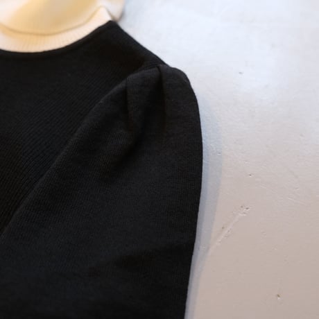 SINME バイカラータートルニット  S21AW-14    ブラック × ホワイト